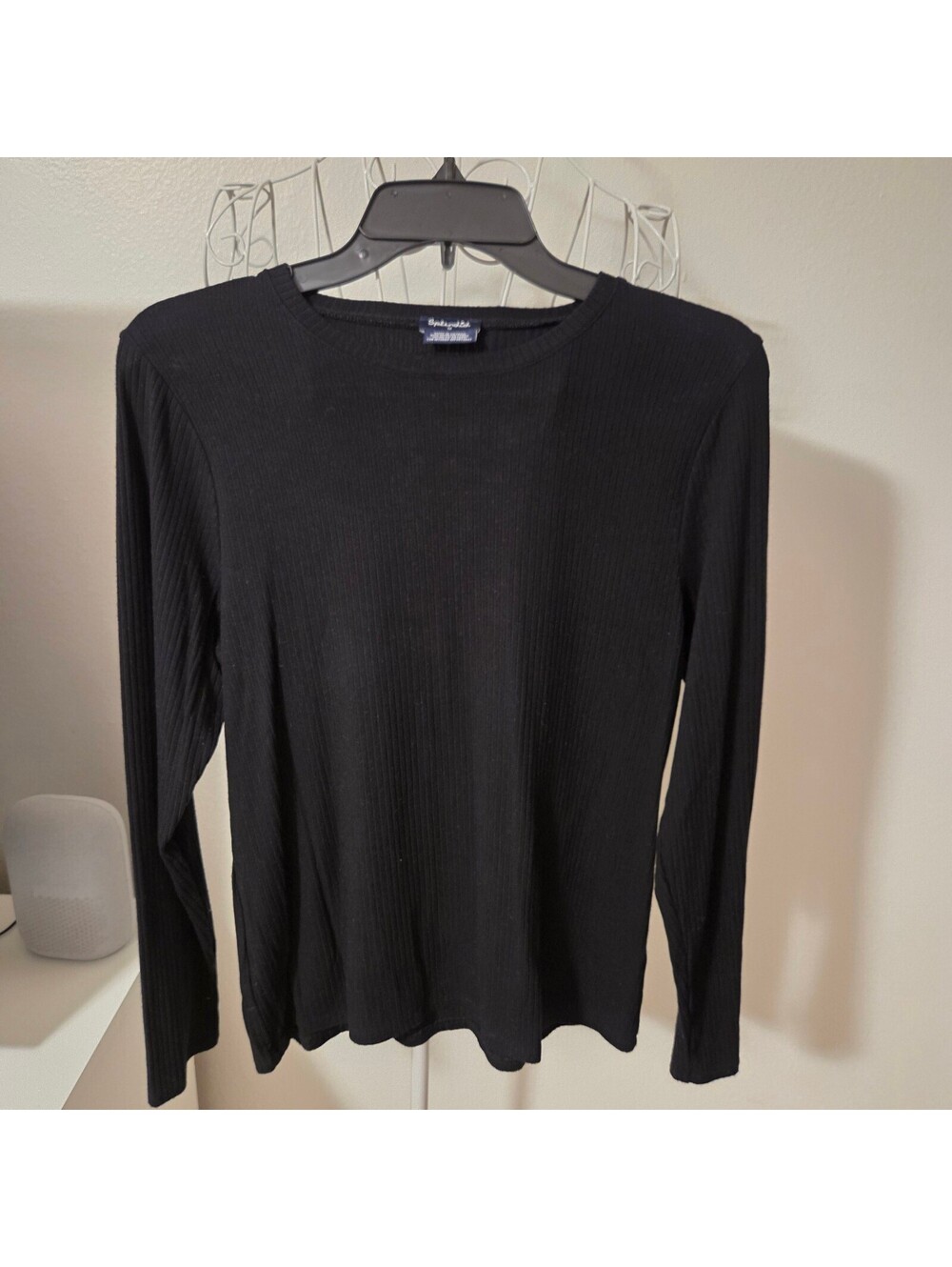 Splendid Women's Black Ribbed Long Sleeve Shirt Medium